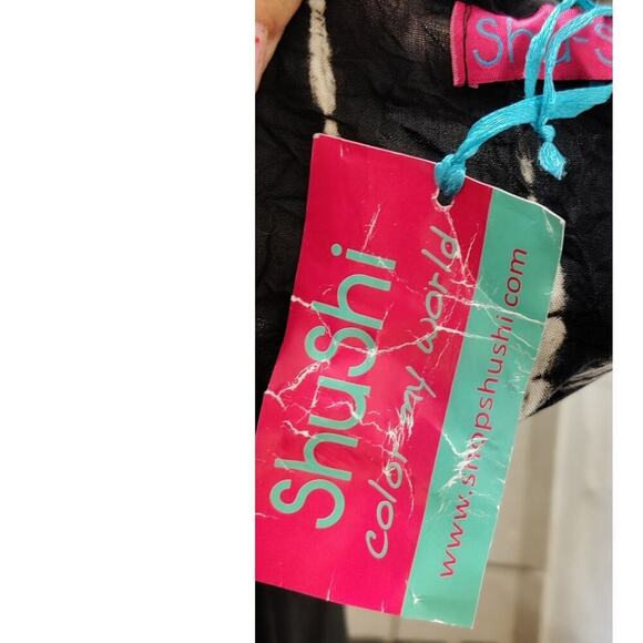 SHU-SHI Kimono Cardigans Tie Dye Swimsuit One Size Beach Cover Ups Black/Cream - Picture 7 of 8